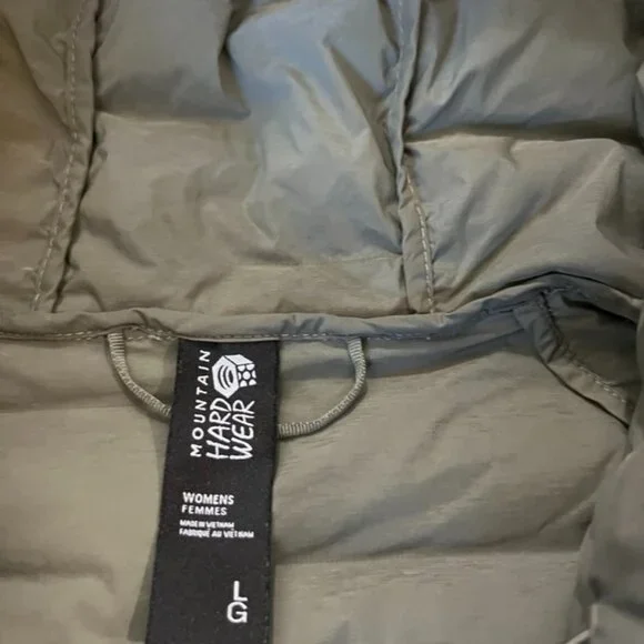 Mountain Hardwear Women’s Large Olive Down Puffer Jacket Hooded - Picture 7 of 7